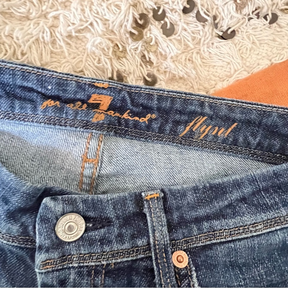 7 FOR ALL MANKIND Flynt Denim Jeans Womens SIZE‎ 28 low rise bootcut y2k western - Picture 3 of 7
